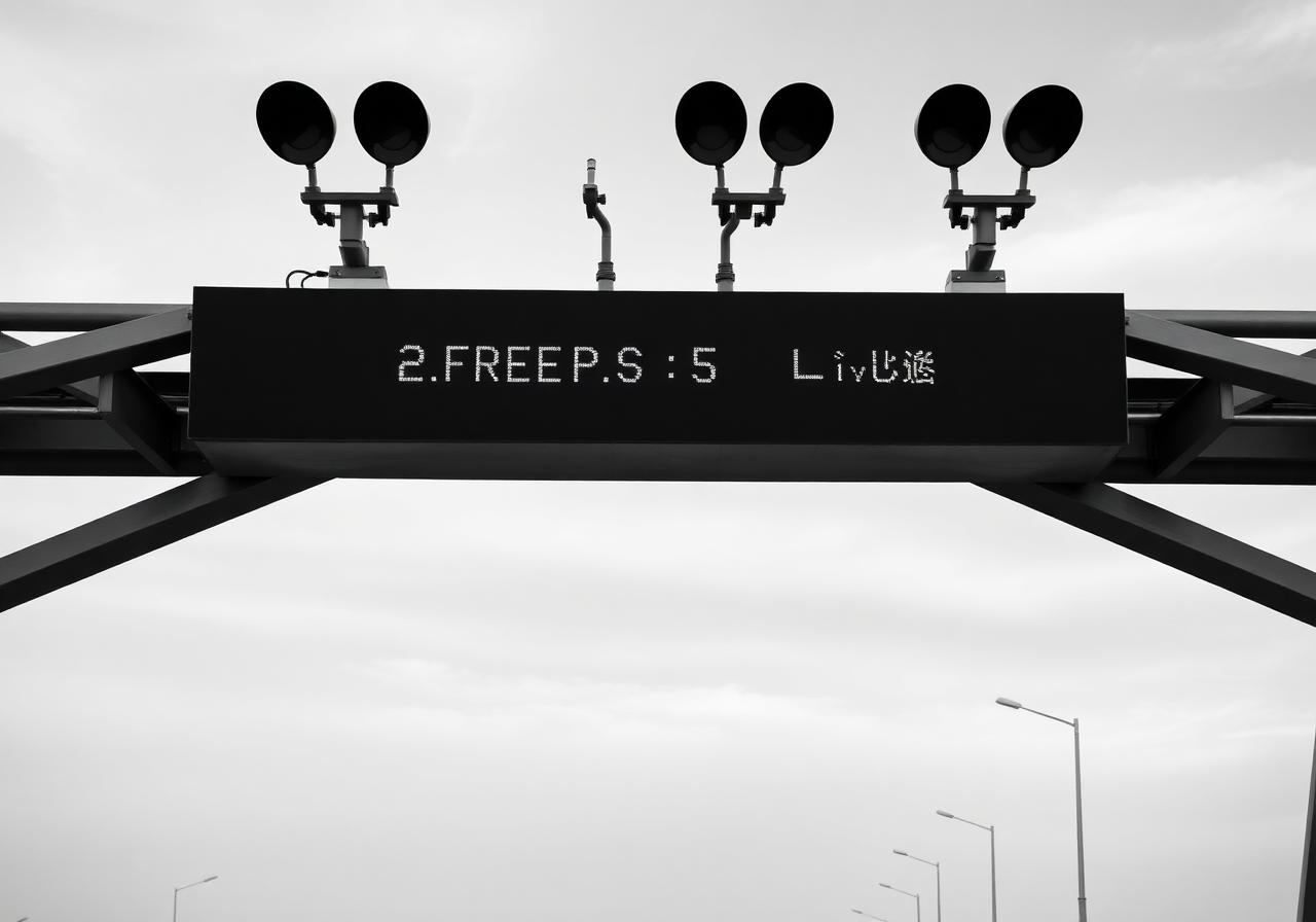 Pórtico de sensores eletrônicos de fluxo livre em rodovia moderna